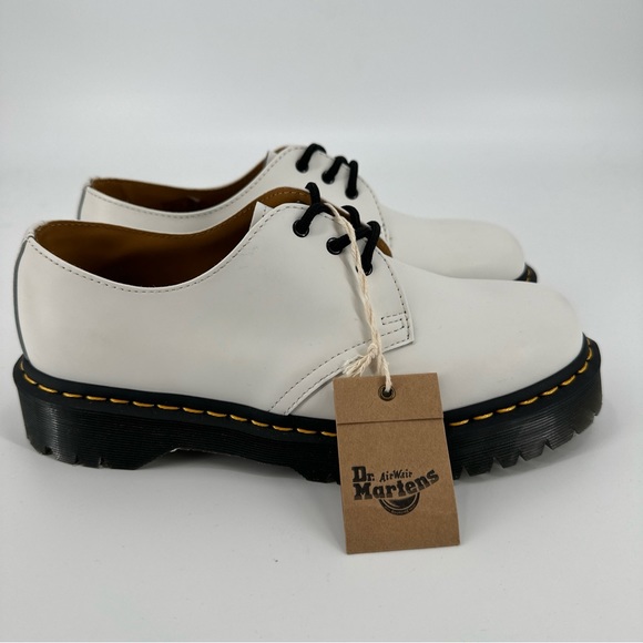 Dr Martens 1461 SMOOTH LEATHER OXFORD SHOES White Black Lace Mens US 8 EU 41
